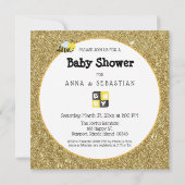 *~* Baby Bee Glitter Baby Girl Shower Uitnodiging (Achterkant)