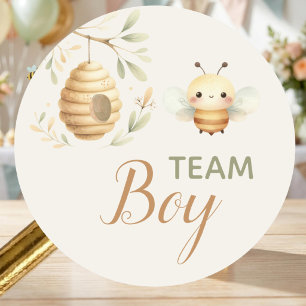 Baby Bee Team Boy Hij of Zij Geslacht Onthulling Ronde Sticker