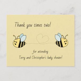 Baby Bee Twin Boys Bedankt Briefkaart