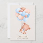Baby Beer, Blue Balloons, eerste verjaardag Kaart (Achterkant)