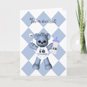 Baby Beer en Blue Tractor Shower-uitnodiging