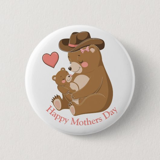 Baby Beer Happy Moederdag Ronde Button 5,7 Cm (Voorkant)