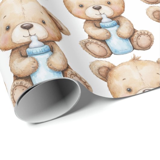 Baby Beer met flesje Cadeaupapier (Rol Hoek)