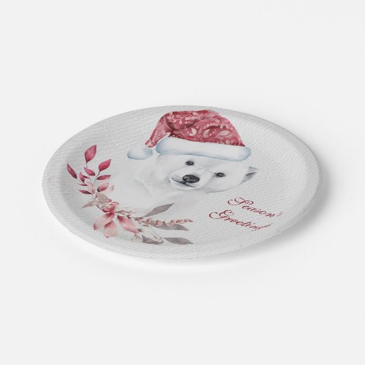 Baby Beer met kerst Papieren Bordje (Gekanteld)