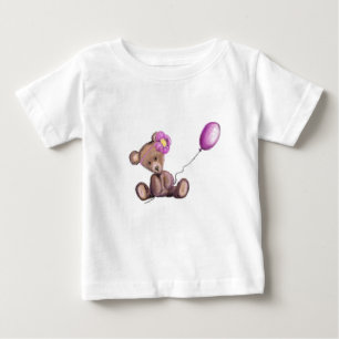Baby Beer met Paarse ballon Baby T-shirt