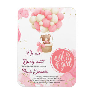 Baby Beer Roze Gouden Hete Luchtballon Baby shower Magneet