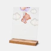 Baby Beer, Schattige Beer, Paarse ballonnen, Momos Acryl Bord (Hoek)