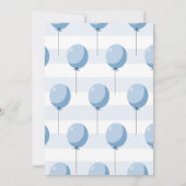 Baby Beer Verjaardagsuitnodiging met blauwe ballon Kaart (Achterkant)