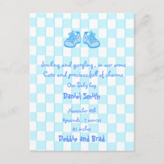 baby bekendmaking briefkaart - blauw