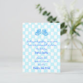 baby bekendmaking briefkaart - blauw (Staand voorkant)