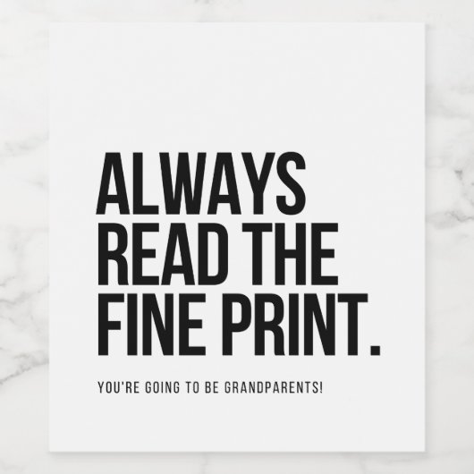 Baby bekendmaking wijnlabels, grootouders Gift Wijn Etiket (Enkel label)