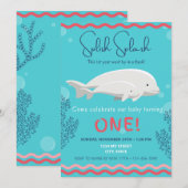 Baby Beluga 1er Invitation anniversaire (Devant / Derrière)