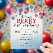 Baby Berry Eerste Verjaardagsfeestuitnodiging Save The Date