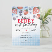 Baby Berry Invitation de fête d'anniversaire (Debout devant)