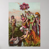 Baby beweegt zich in een mand poster (Voorkant)