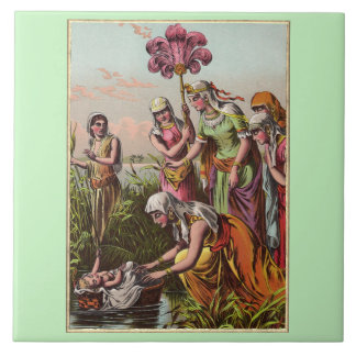 Baby beweegt zich in een mand tegeltje