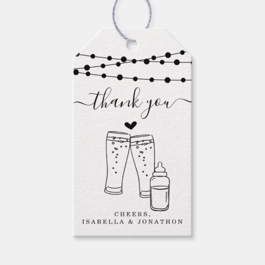 Baby Bierbrouwen Toast Dank u - Rustic Kraft Cadeaulabel (Voorkant)