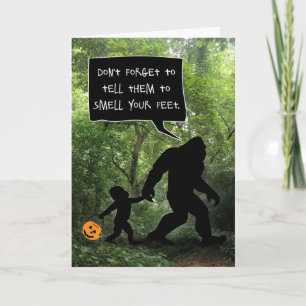 Baby Bigfoot, ruik mijn voeten Halloween Kaart