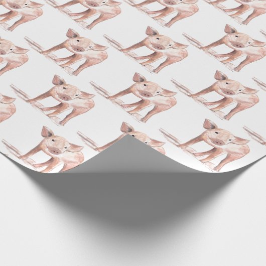 Baby biggen Varkens waterverf Dierlijk Boerderij Cadeaupapier (Hoek)