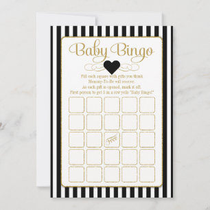 Baby Bingo Black Gold Baby shower Cartes de jeu