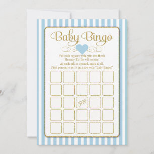 Baby Bingo Blue Baby shower Game Kaarten