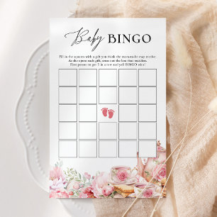 Baby Bingo Blush Roze Bloemen Thee Baby shower Spe