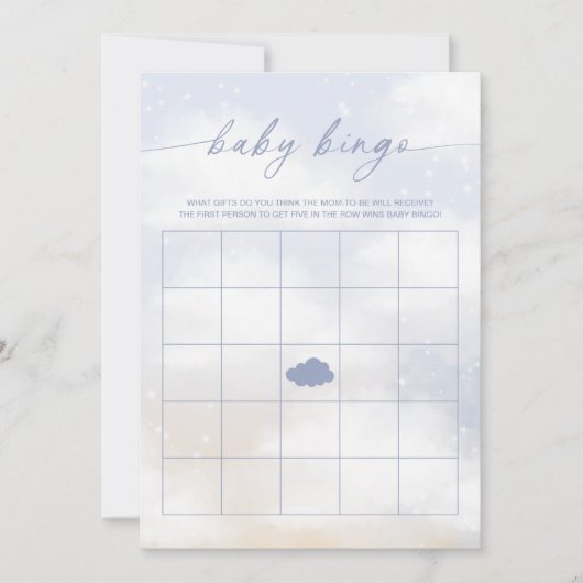 Baby Bingo Cloud 9 Baby shower spel Kaart (Voorkant)