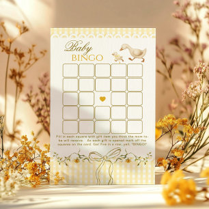 Baby Bingo Dwaze Gans Gingham Baby shower spel
