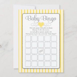 Baby Bingo Jaune Gris Baby shower Cartes de jeu