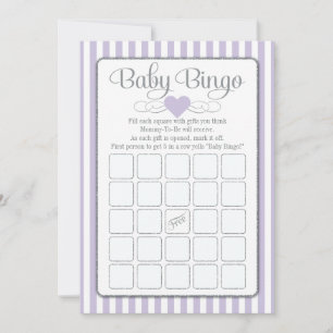 Baby Bingo Lavender Lila Baby shower Game Kaarten