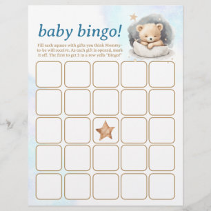Baby Bingo & Naam Race Teddy Bear Baby shower Spel Flyer