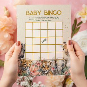 Baby Bingo & Naam Race Wild Baby shower Spel Flyer