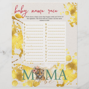 Baby Bingo & Naam Race Wild Baby shower Spel Flyer