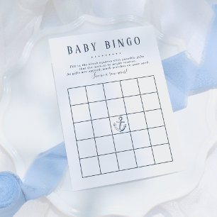 Baby Bingo   Nautical Whale Baby Boy Shower Game Kaart