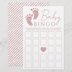 Baby Bingo Roze Glitter Baby Voeten Baby shower Sp