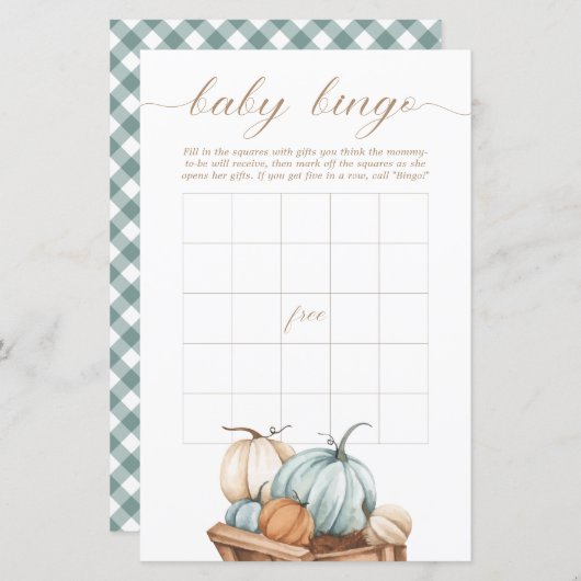 Baby Bingo - Rustic Autumn Herfst Baby shower (Voorkant / Achterkant)