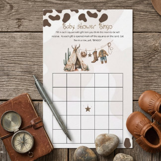Baby Bingo Spel Cowboy rustieke howdy baby shower