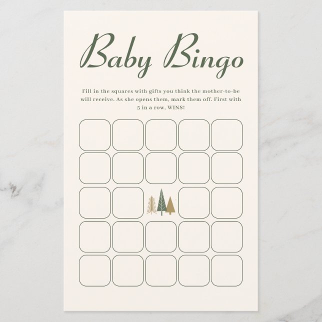 Baby Bingo Winter Baby shower spel (Voorkant)