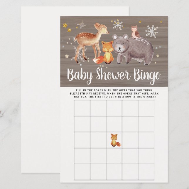 Baby Bingo Winter Woodland dieren douchegame (Voorkant / Achterkant)