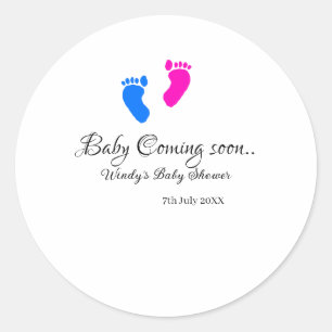 Baby Binnenkort verkrijgbaar baby shower Blue Pink Ronde Sticker