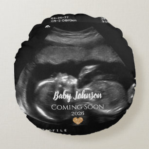 Baby Binnenkort verkrijgbaar Ultrasound Gold Heart Rond Kussen