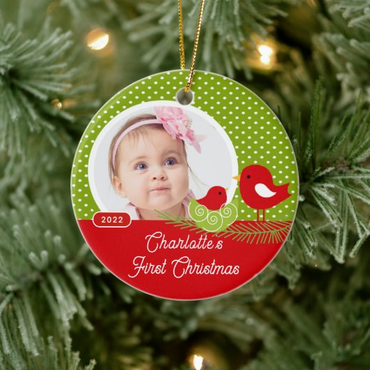 Baby Bird Baby's eerste kerstfoto Keramisch Ornament (Boom)
