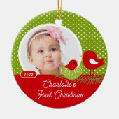 Baby Bird Baby's eerste kerstfoto Keramisch Ornament (Voorkant)