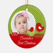 Baby Bird Baby's eerste kerstfoto Keramisch Ornament (Links)