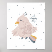 Baby Bird Pink Happy Day Poster | Wandafdrukken (Voorkant)