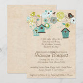 Baby Bird Shower-uitnodiging Kaart (Voorkant / Achterkant)