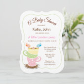 Baby Bird | Uitnodiging tot Baby shower van Girl (Staand voorkant)