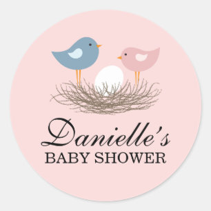Baby Bird's Nest Baby shower Ronde Sticker