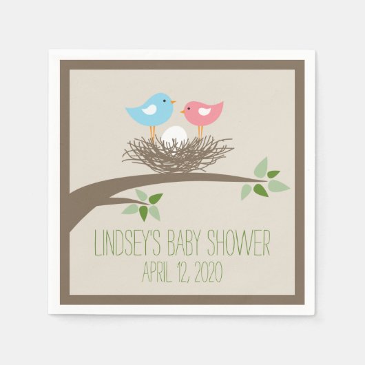 Baby Bird's Nest | Baby Shower Servetten (Voorkant)