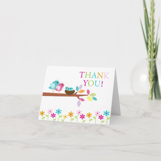 Baby Birds Nest Triplets Thank You Note Card Bedankkaart (Voorkant)